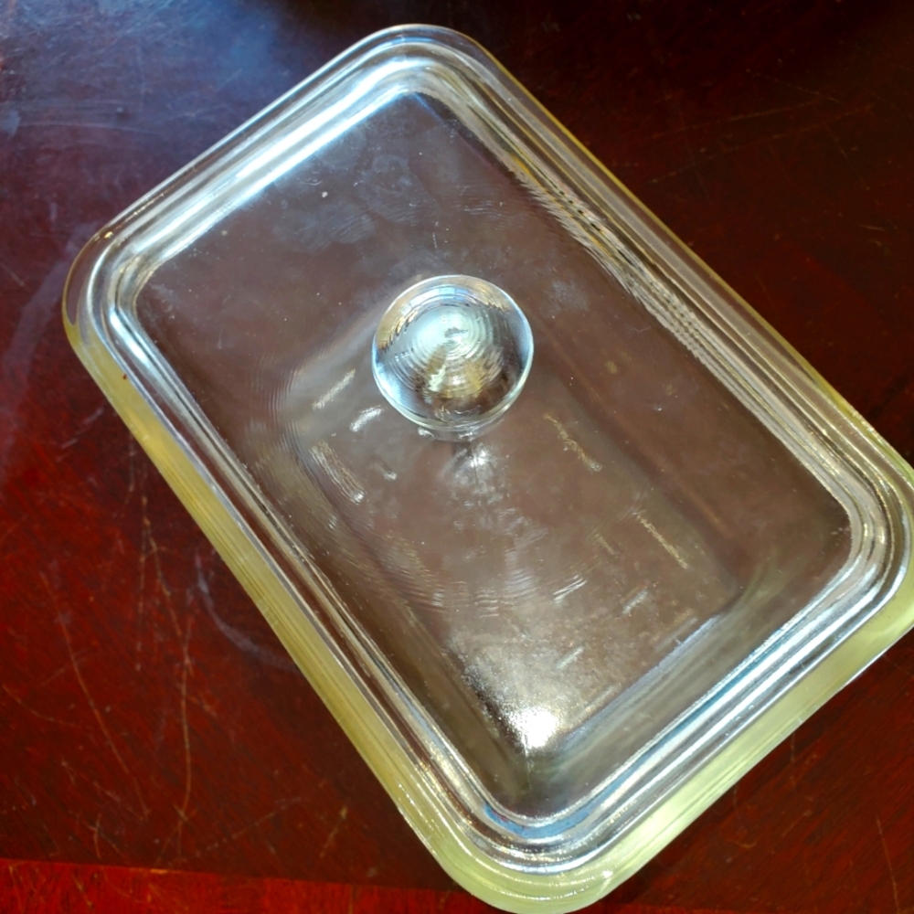 Clear Glasbake loaf or refrigerator dish with lid